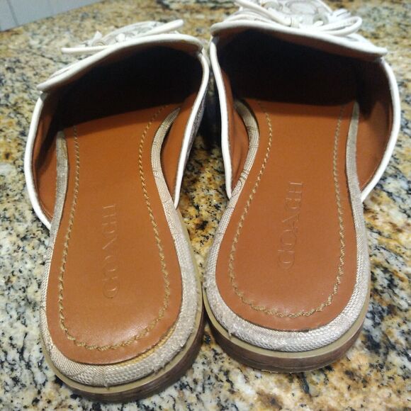 Coach Stassi Signature Jacquard Flats Slides FG2709 Light Khaki Womens Size 10 B - Picture 11 of 11